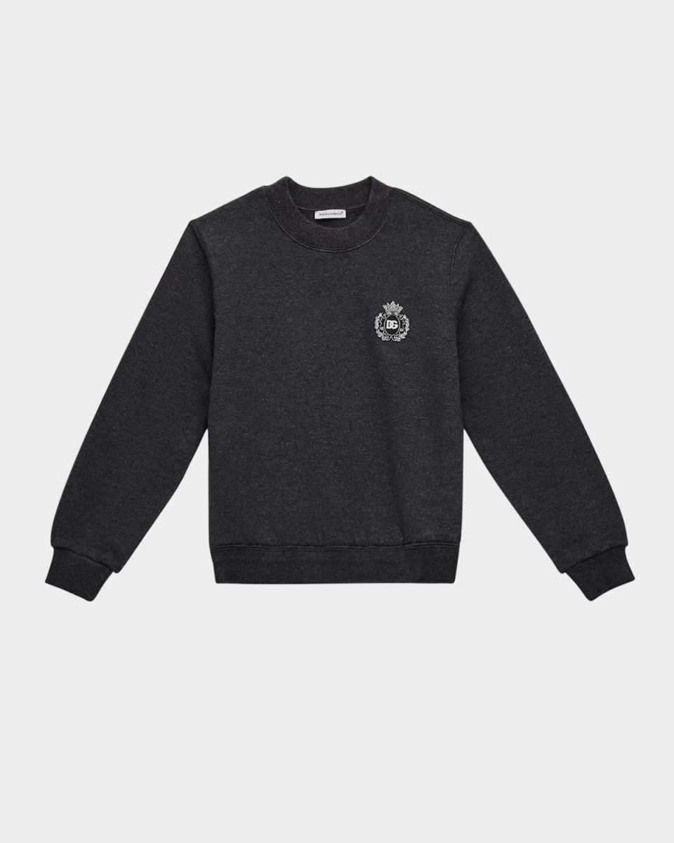 Boy's Crewneck Sweatshirt W Crest Patch, Size 4-